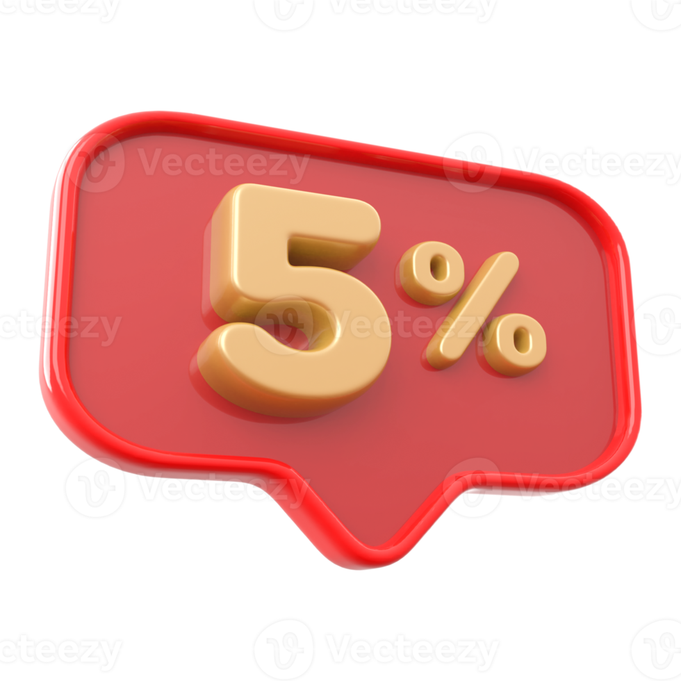 Icon number 5 percent 3d png