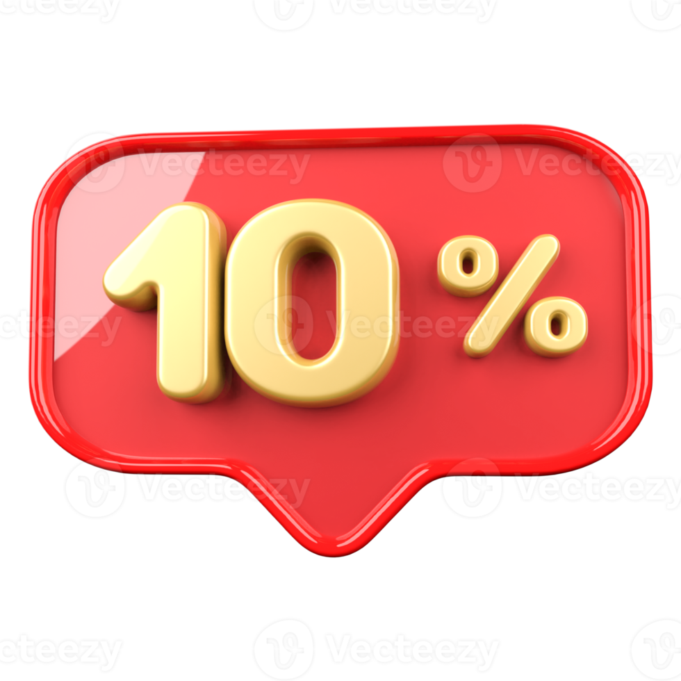 Icon number 10 percent 3d png