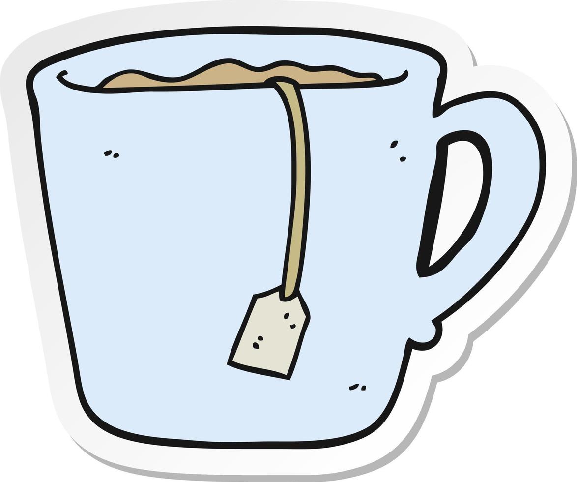 sticker of a cartoon mug of tea vector