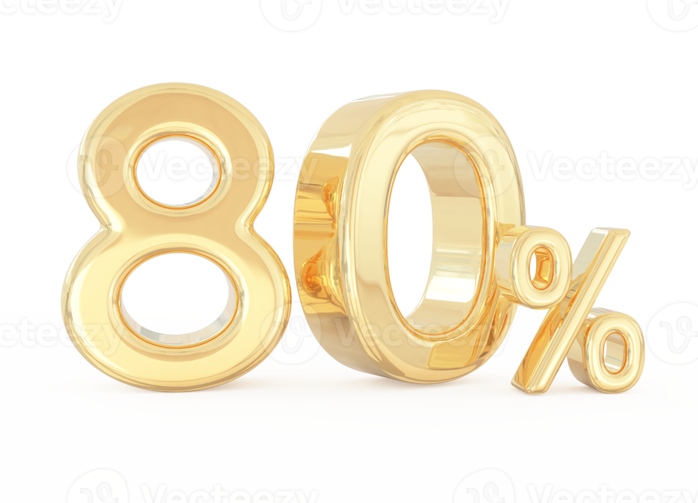 número 80 por ciento oro lujo png