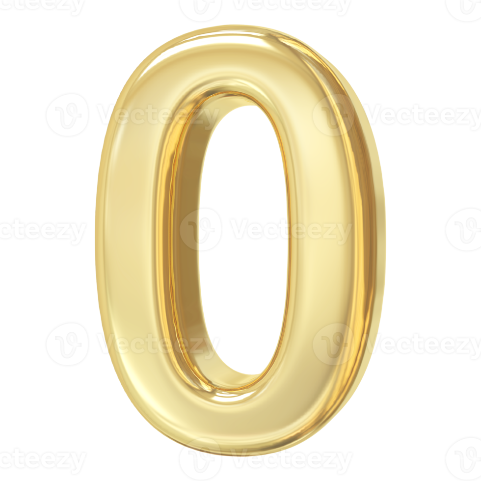 3d gold number 0 png