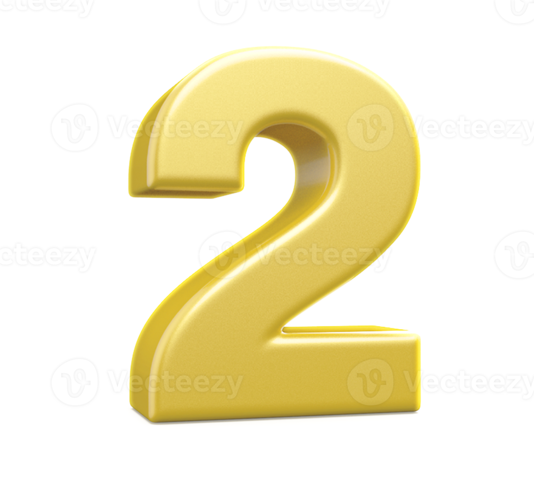 3d gold number 2 png