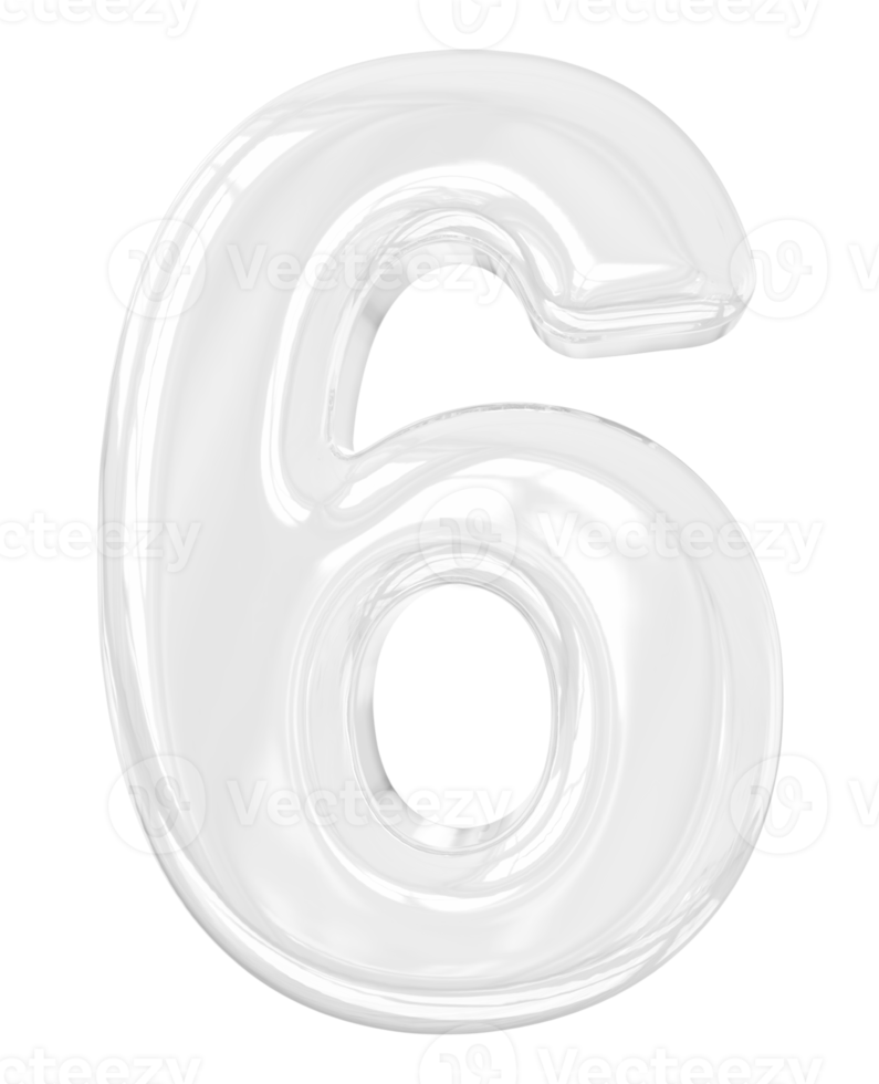 3d argent numéro 6 png