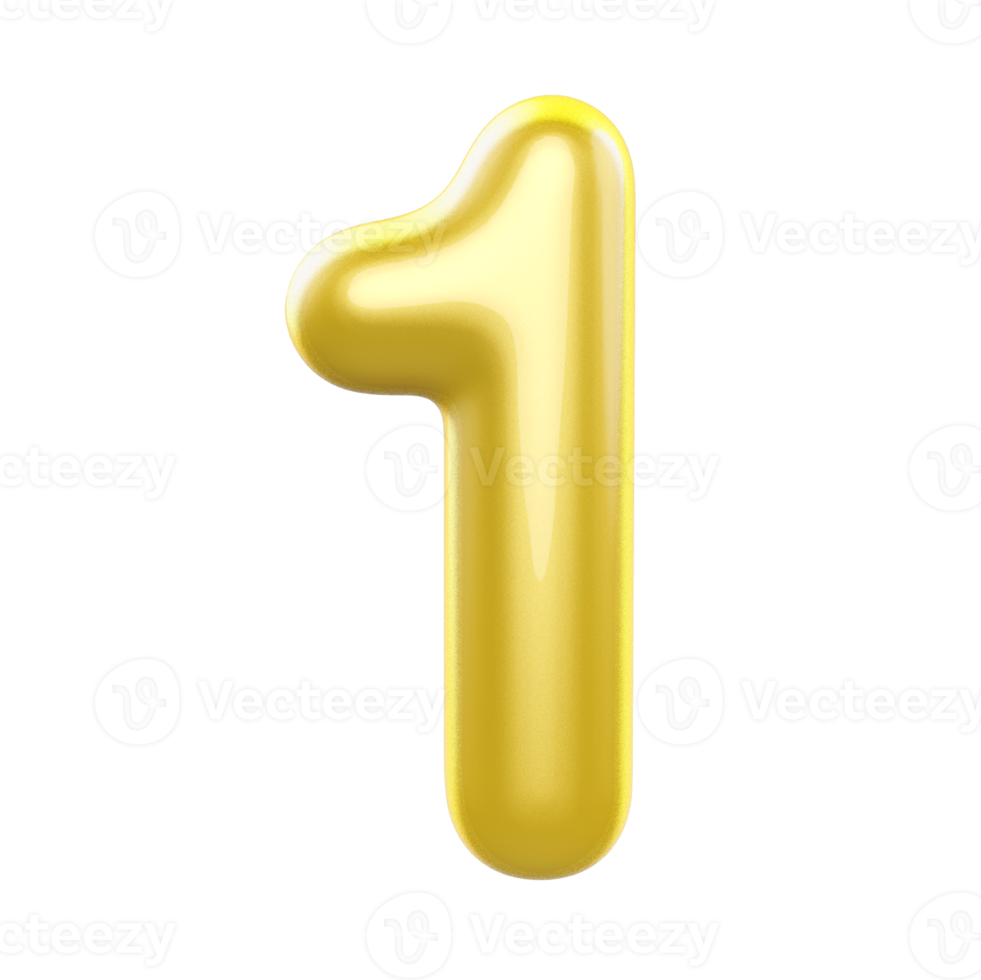 3D Nummer 1 golden png