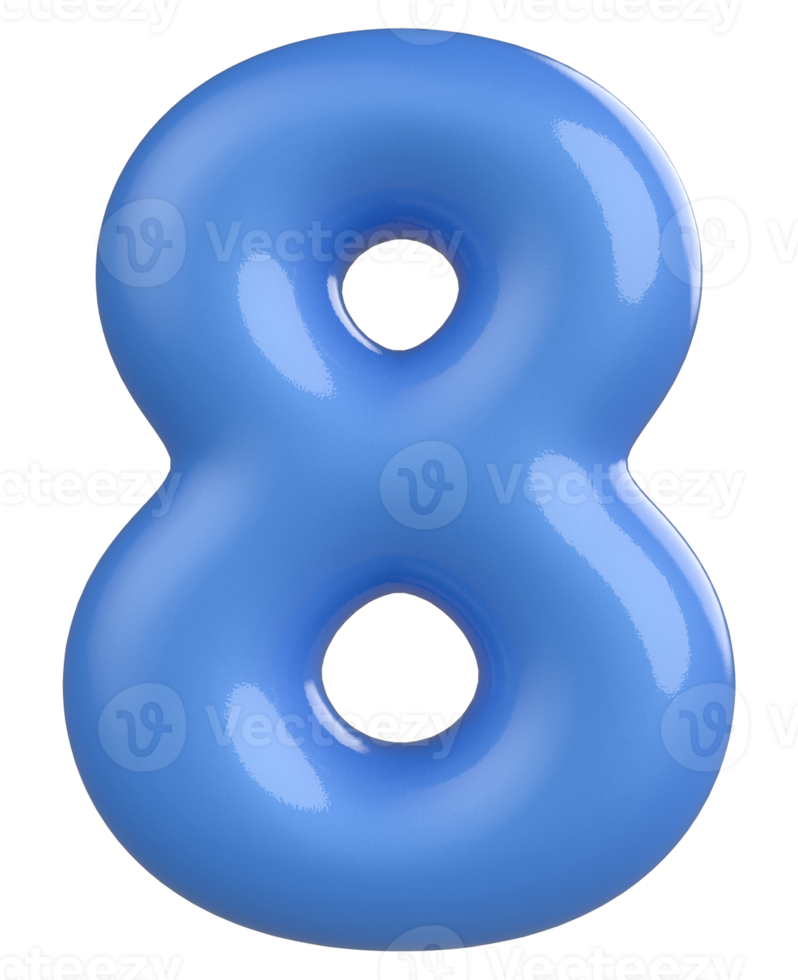 3d number 8 blue png