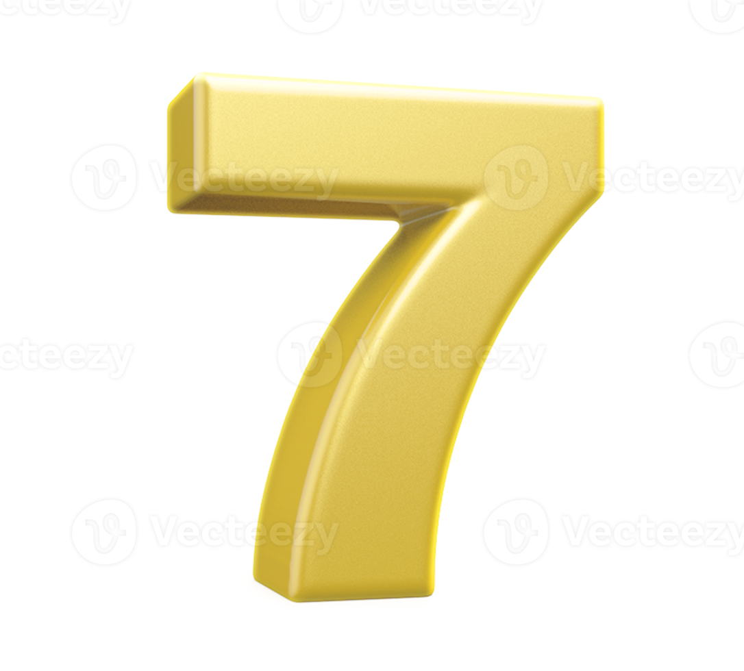 number 7 3d gold png