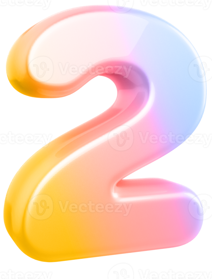 number 2 3d gradient png