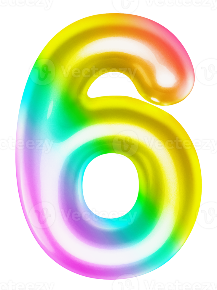 numéro 6 dégradé 3d png