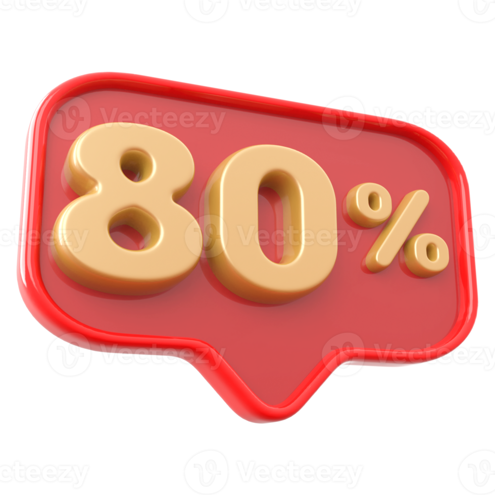 Icon number 80 percent 3d png