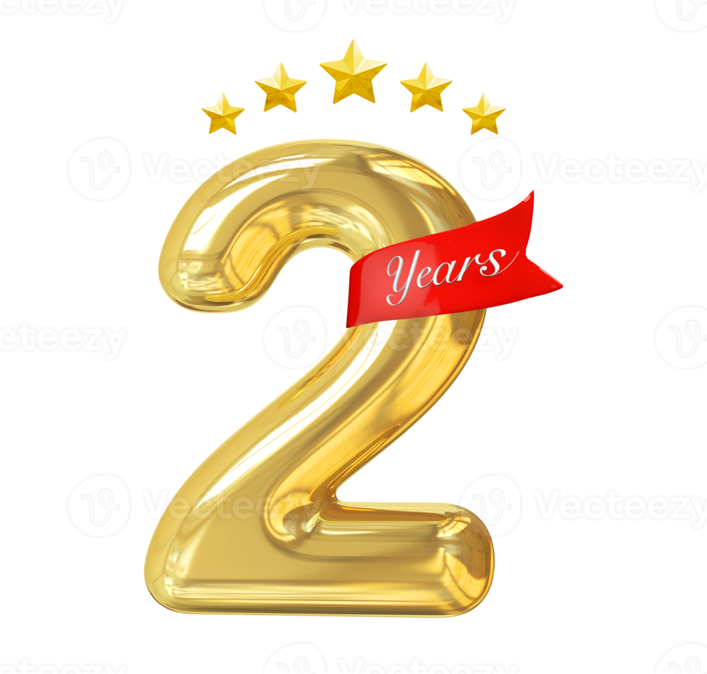 2 Years Anniversary Golden png