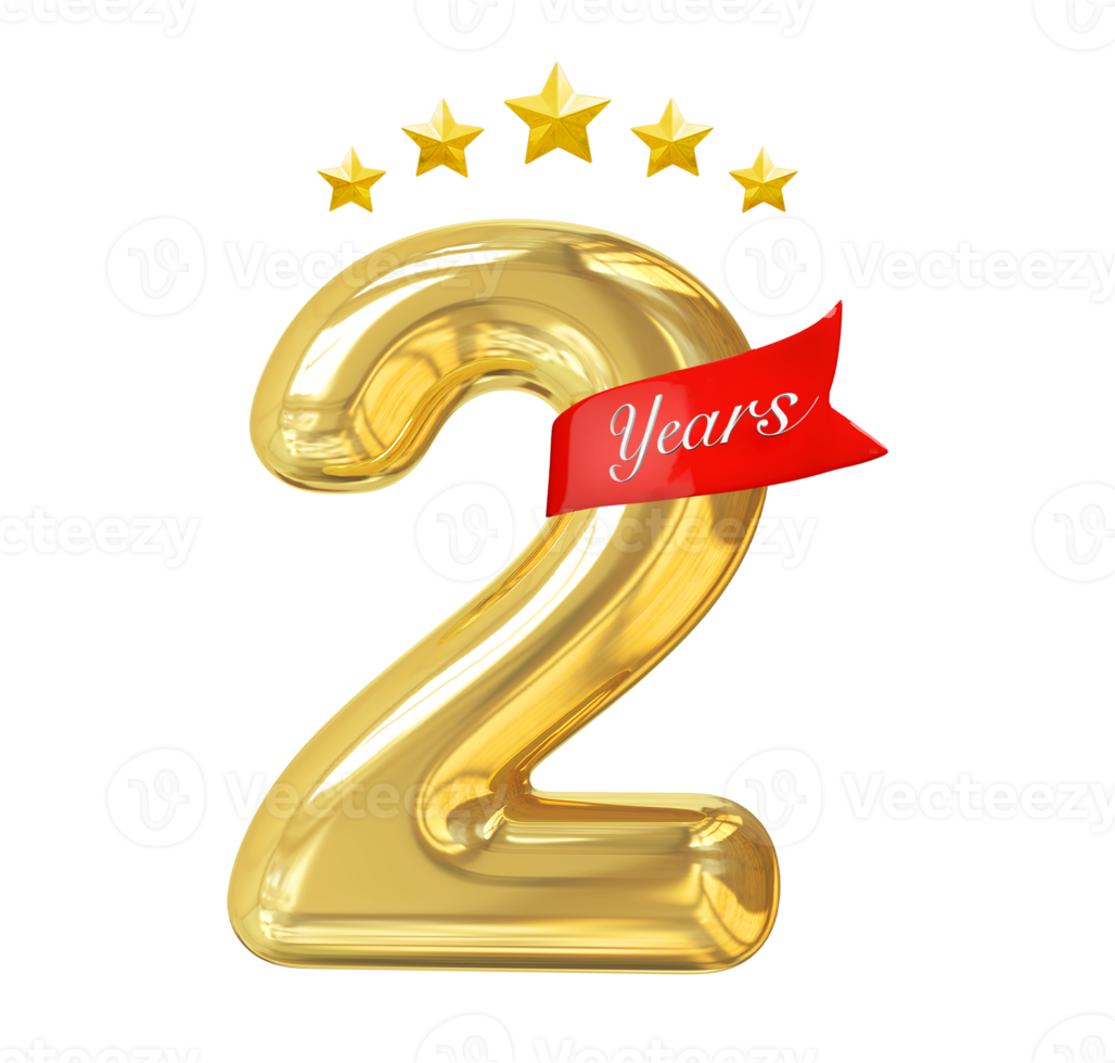 2 ans anniversaire d'or 11298021 PNG