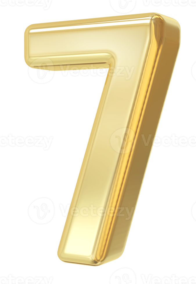 3d gold number 7 png