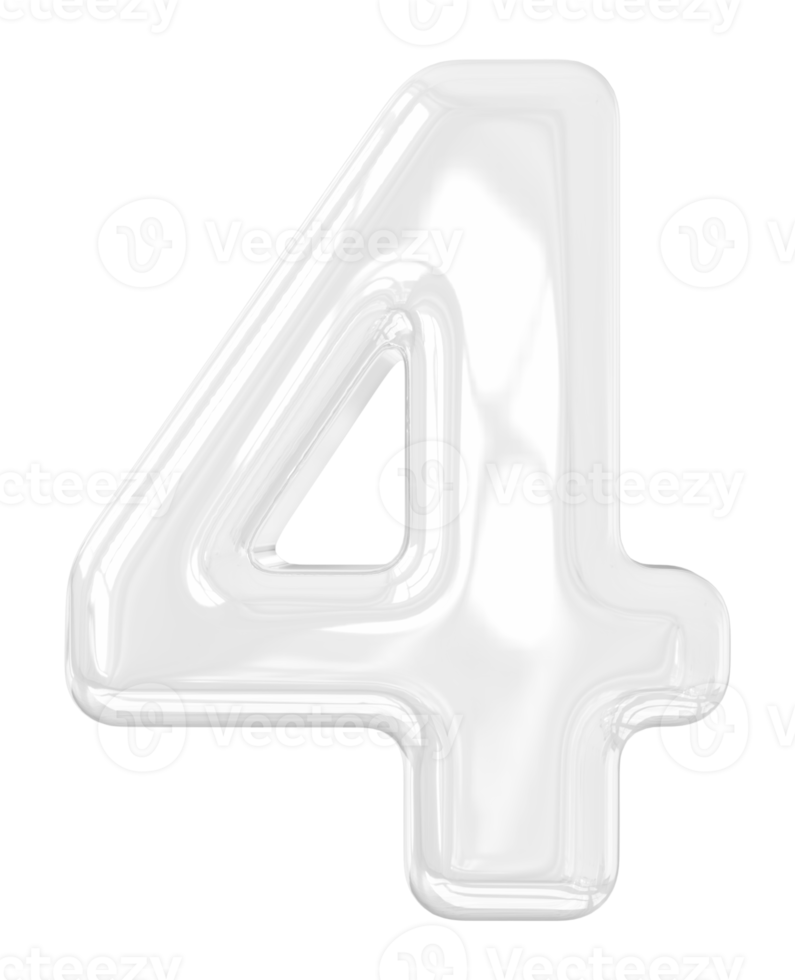 3d silver number 4 png