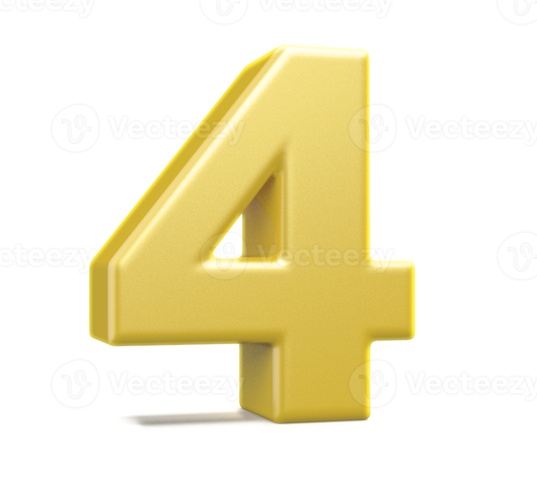 3d gold number 4 png