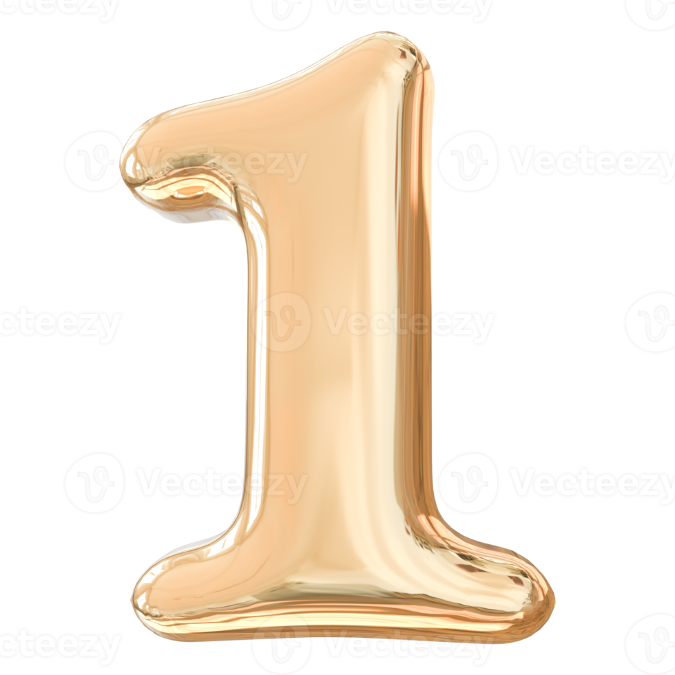 3d number 1 golden png