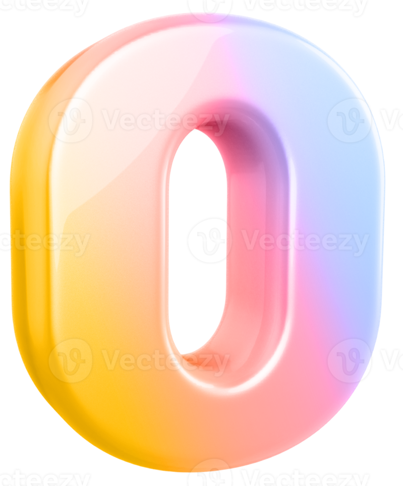 number 0 3d gradient png