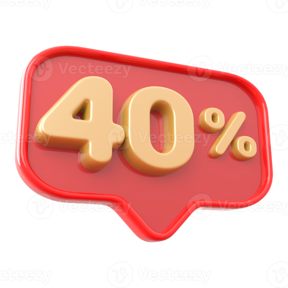 Icon number 40 percent 3d png