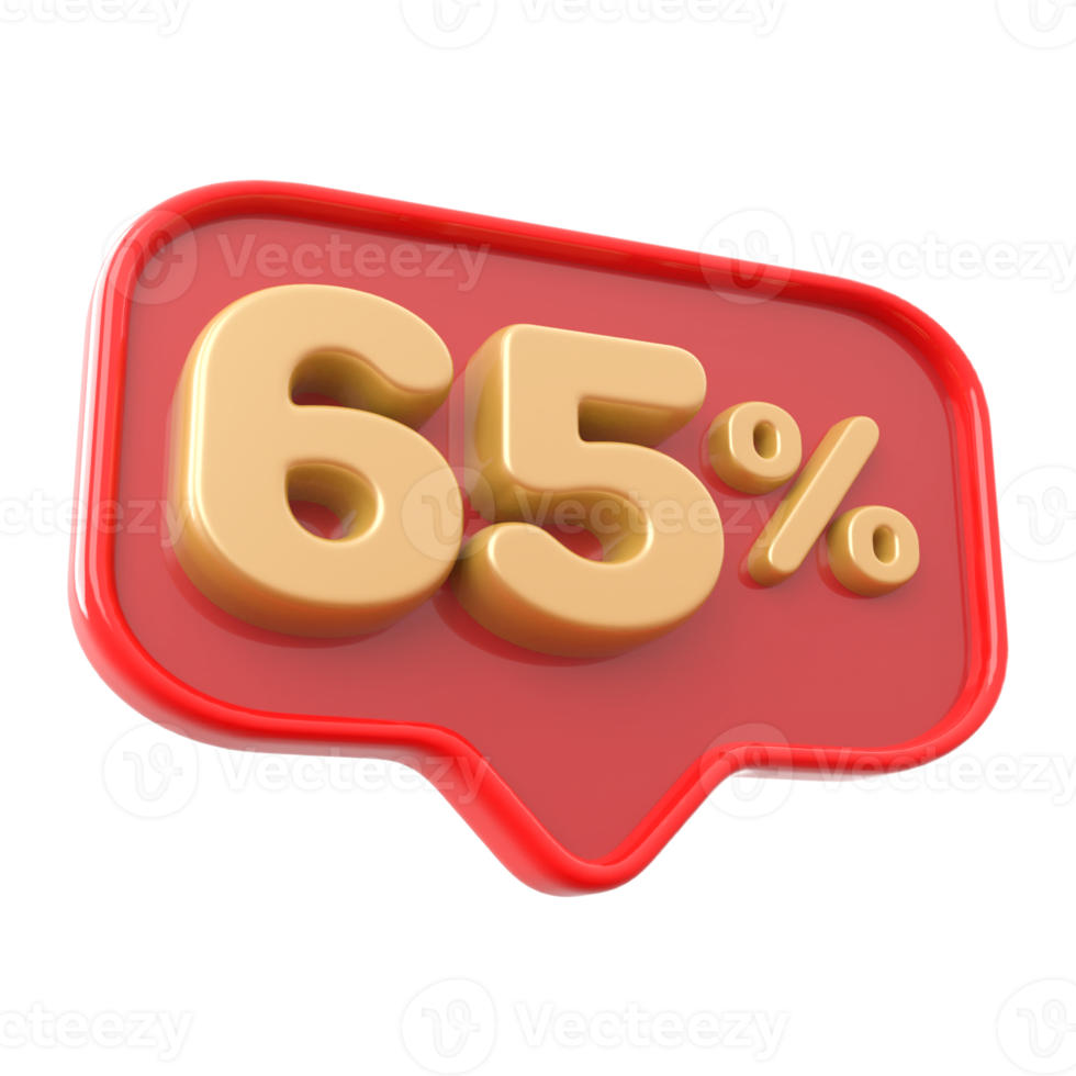 Icon number 65 percent 3d png
