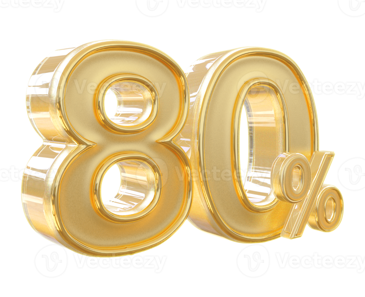 promozione 80 numero per cento 3d png