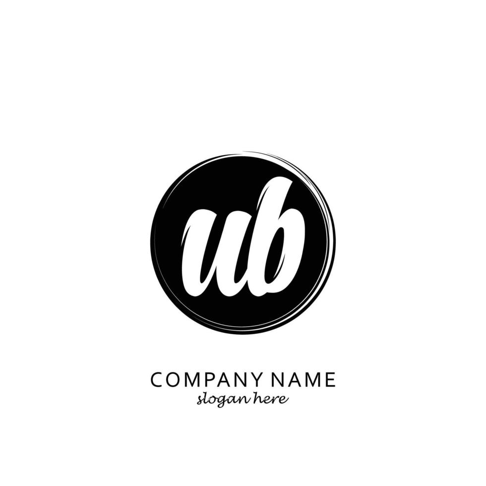 Initial UB with black circle brush logo template vector