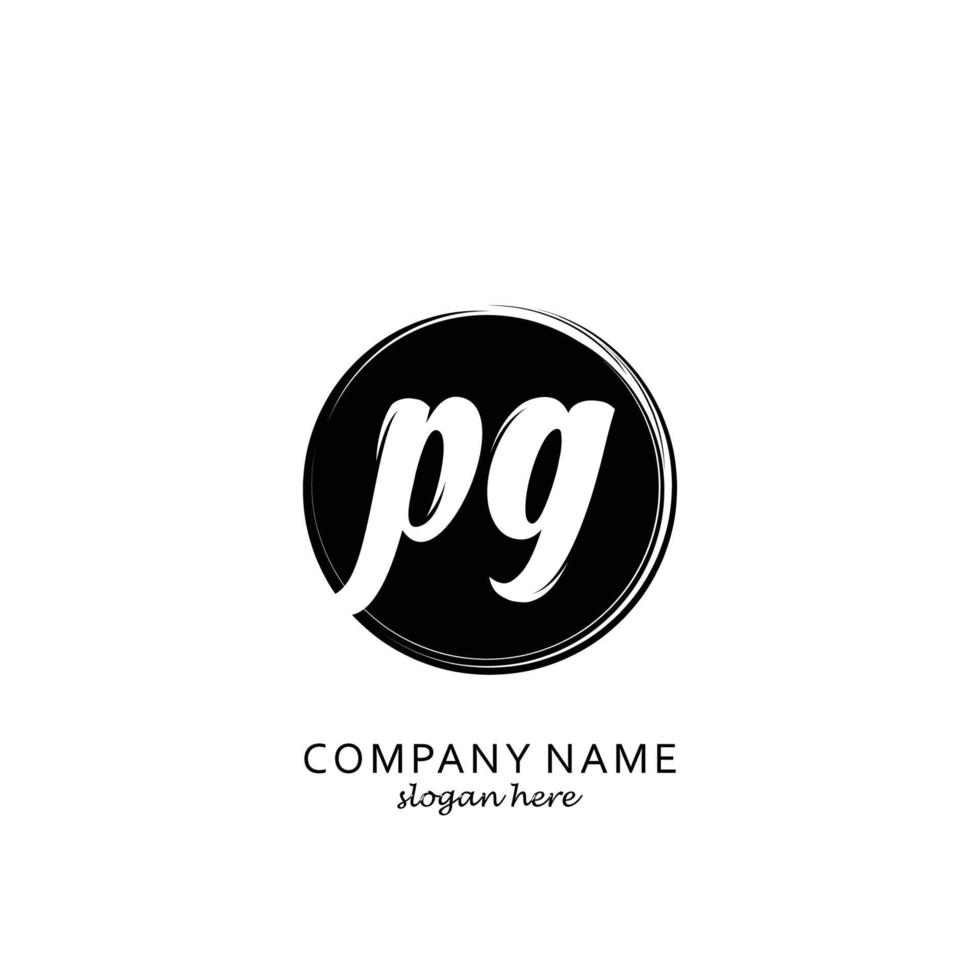 Initial PG with black circle brush logo template vector