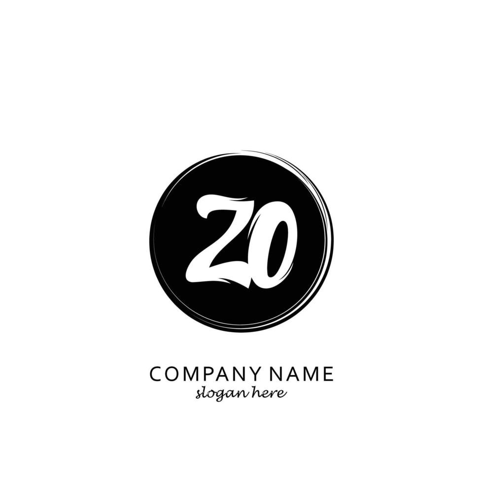 Initial ZO with black circle brush logo template vector