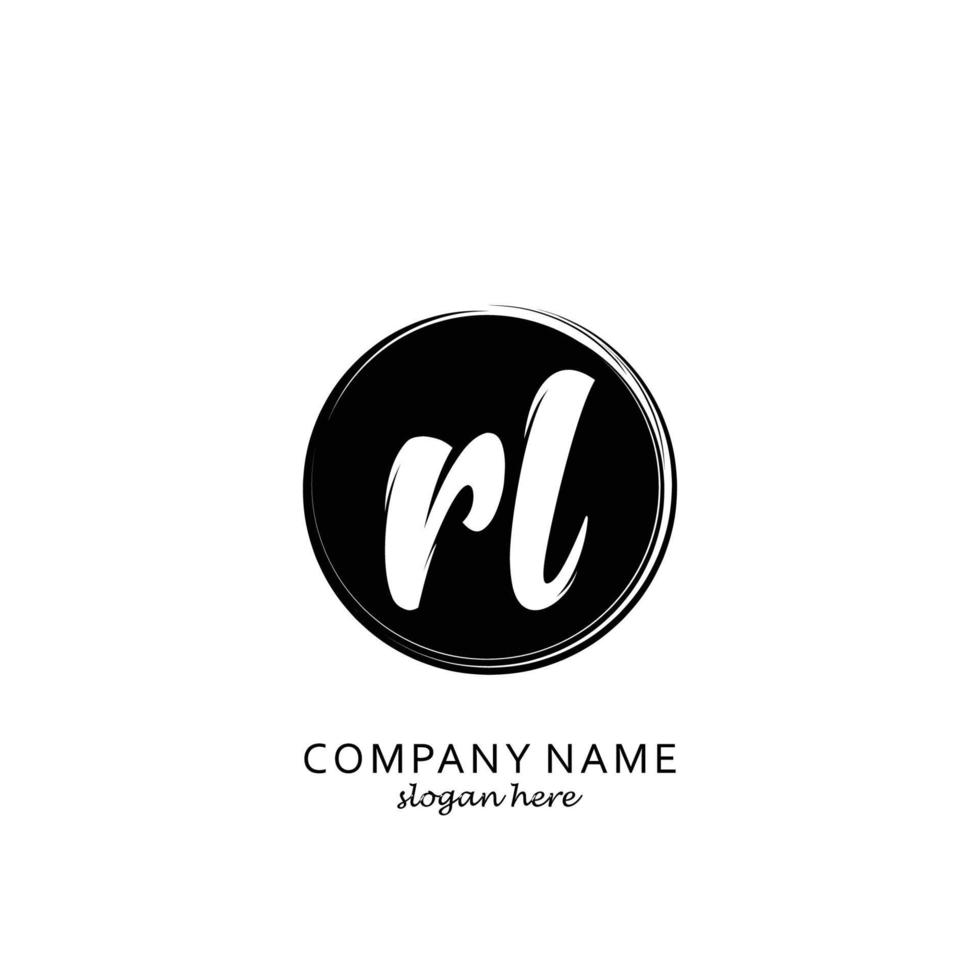 Initial RL with black circle brush logo template vector