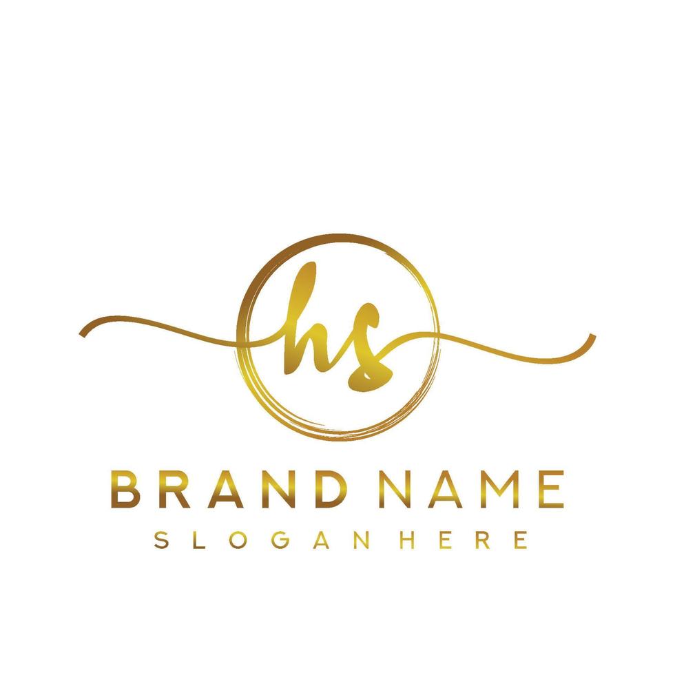 Initial HS beauty monogram and elegant logo design, handwriting logo of initial signature, wedding, fashion, floral and botanical with creative template. vector