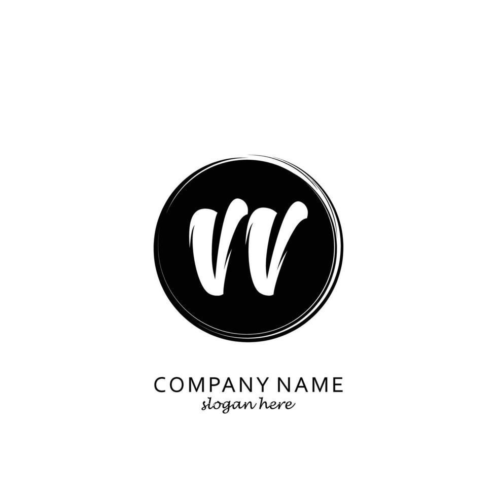 Initial VV with black circle brush logo template vector