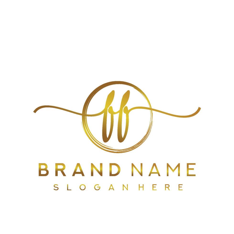 Initial FF beauty monogram and elegant logo design, handwriting logo of initial signature, wedding, fashion, floral and botanical with creative template. vector