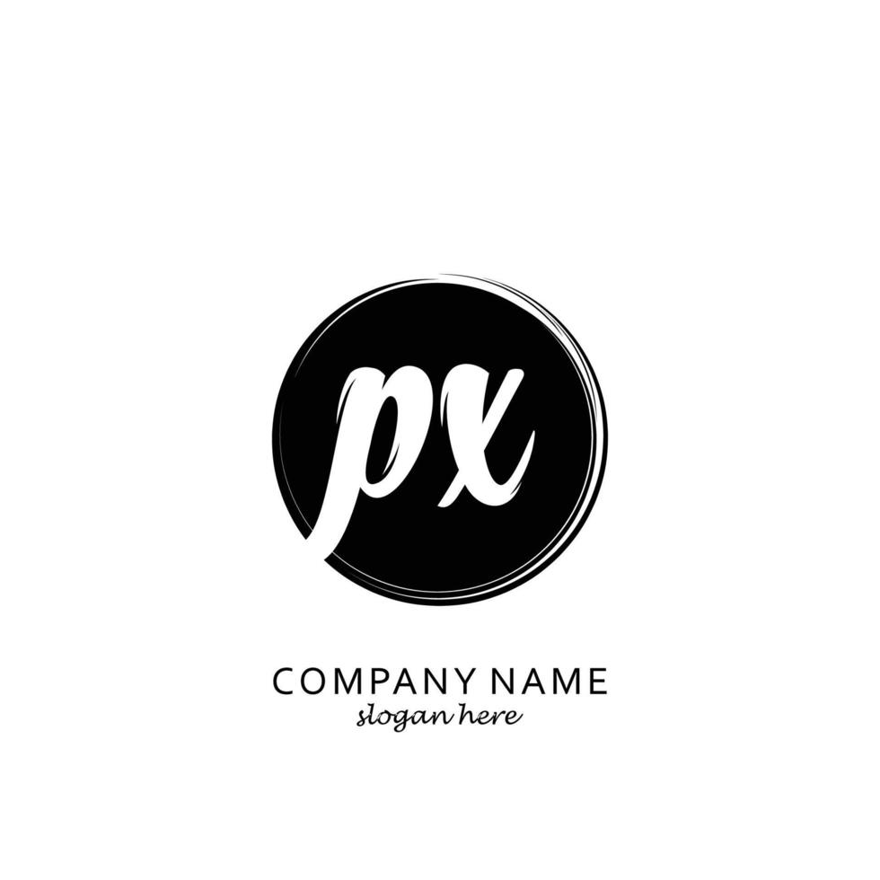 Initial PX with black circle brush logo template vector