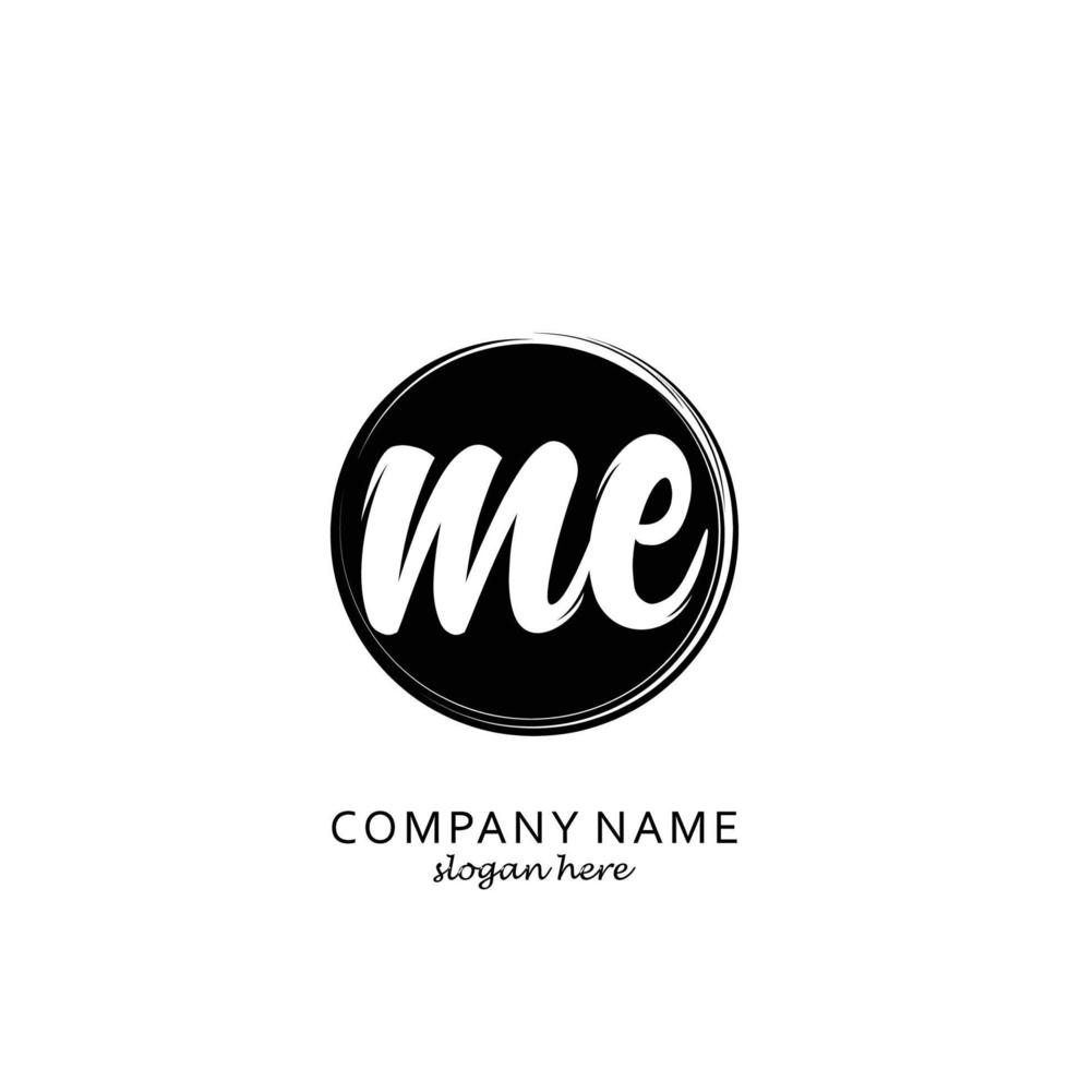 Initial ME with black circle brush logo template vector
