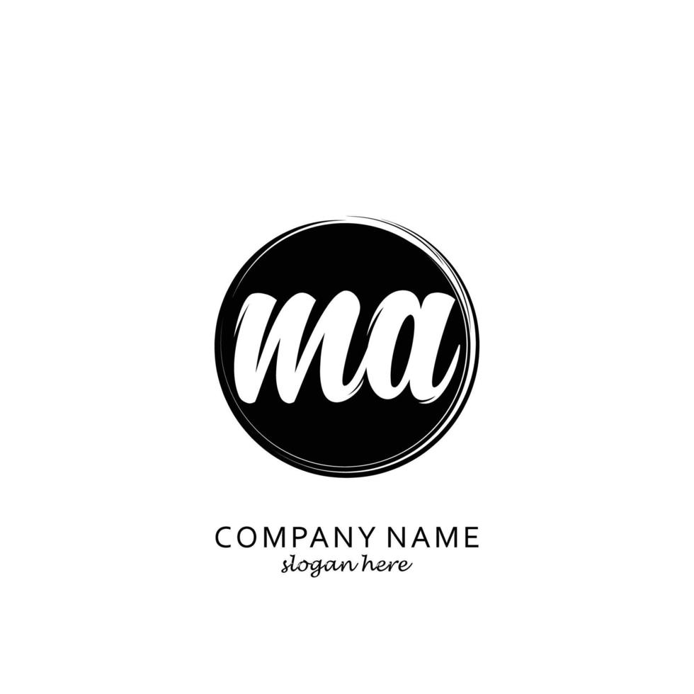 Initial MA with black circle brush logo template vector