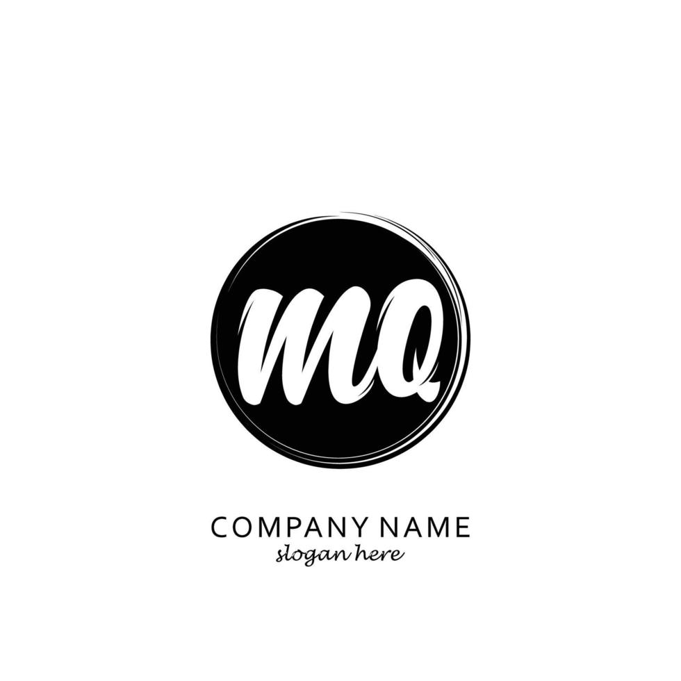 Initial MQ with black circle brush logo template vector