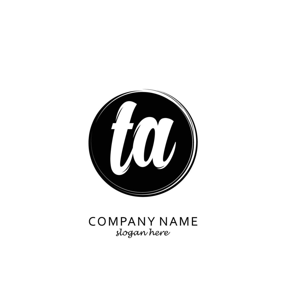 Initial TA  with black circle brush logo template vector