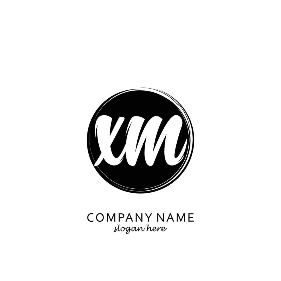 Initial XM with black circle brush logo template vector