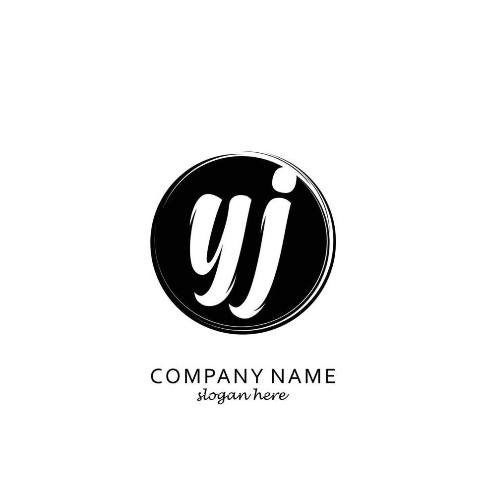Initial YJ with black circle brush logo template vector