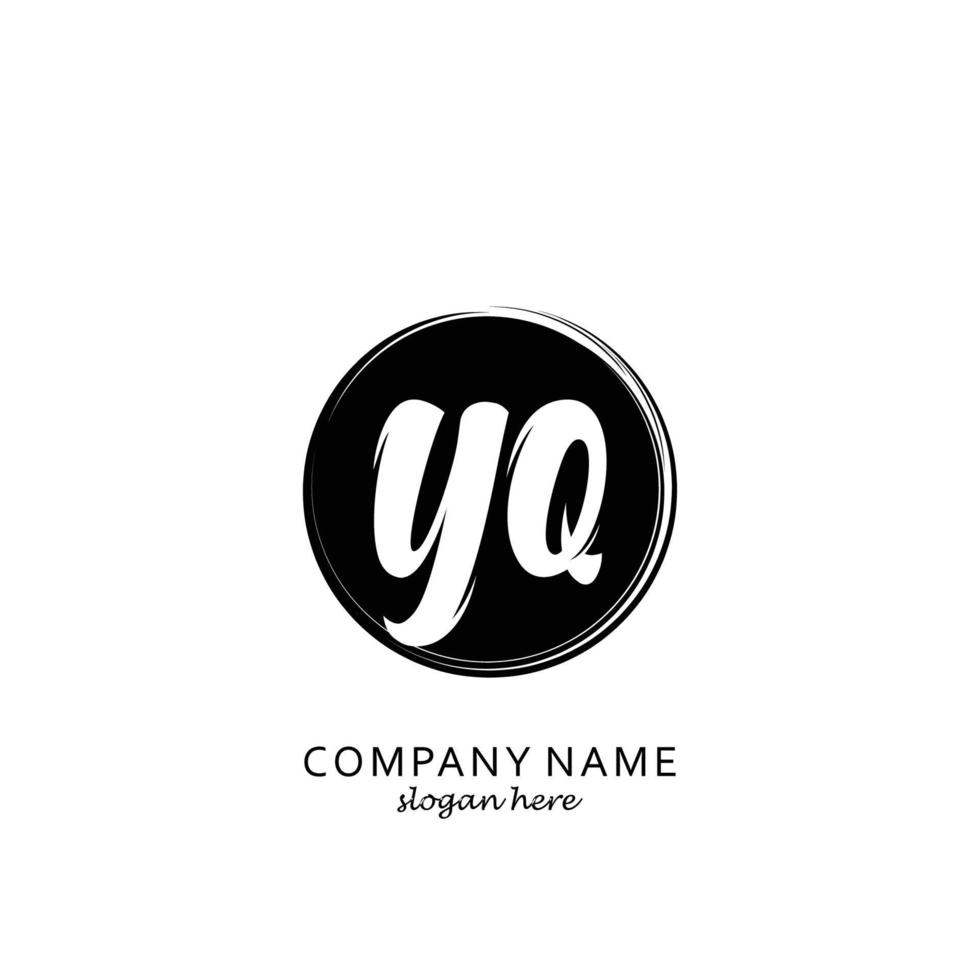 Initial YQ with black circle brush logo template vector