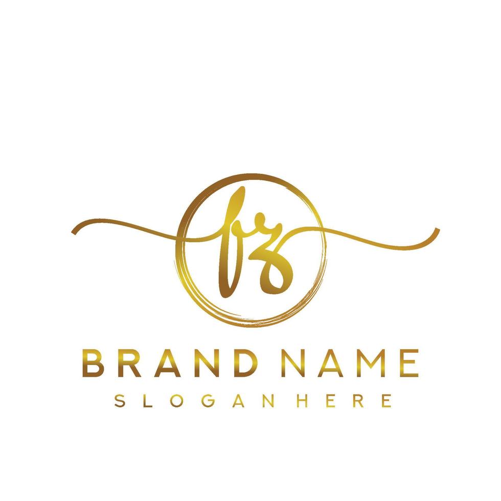 Initial FZ beauty monogram and elegant logo design, handwriting logo of initial signature, wedding, fashion, floral and botanical with creative template. vector