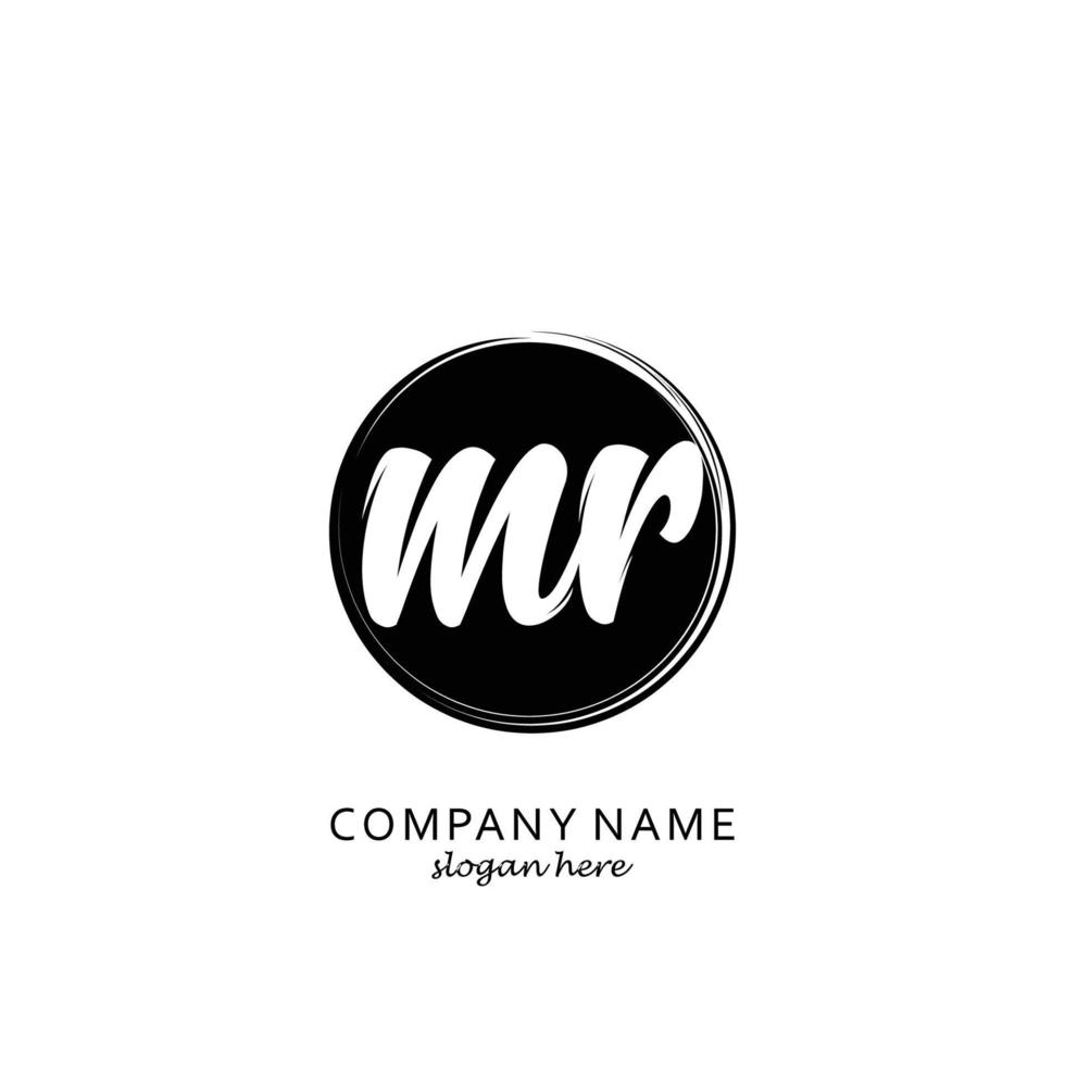 Initial MR with black circle brush logo template vector