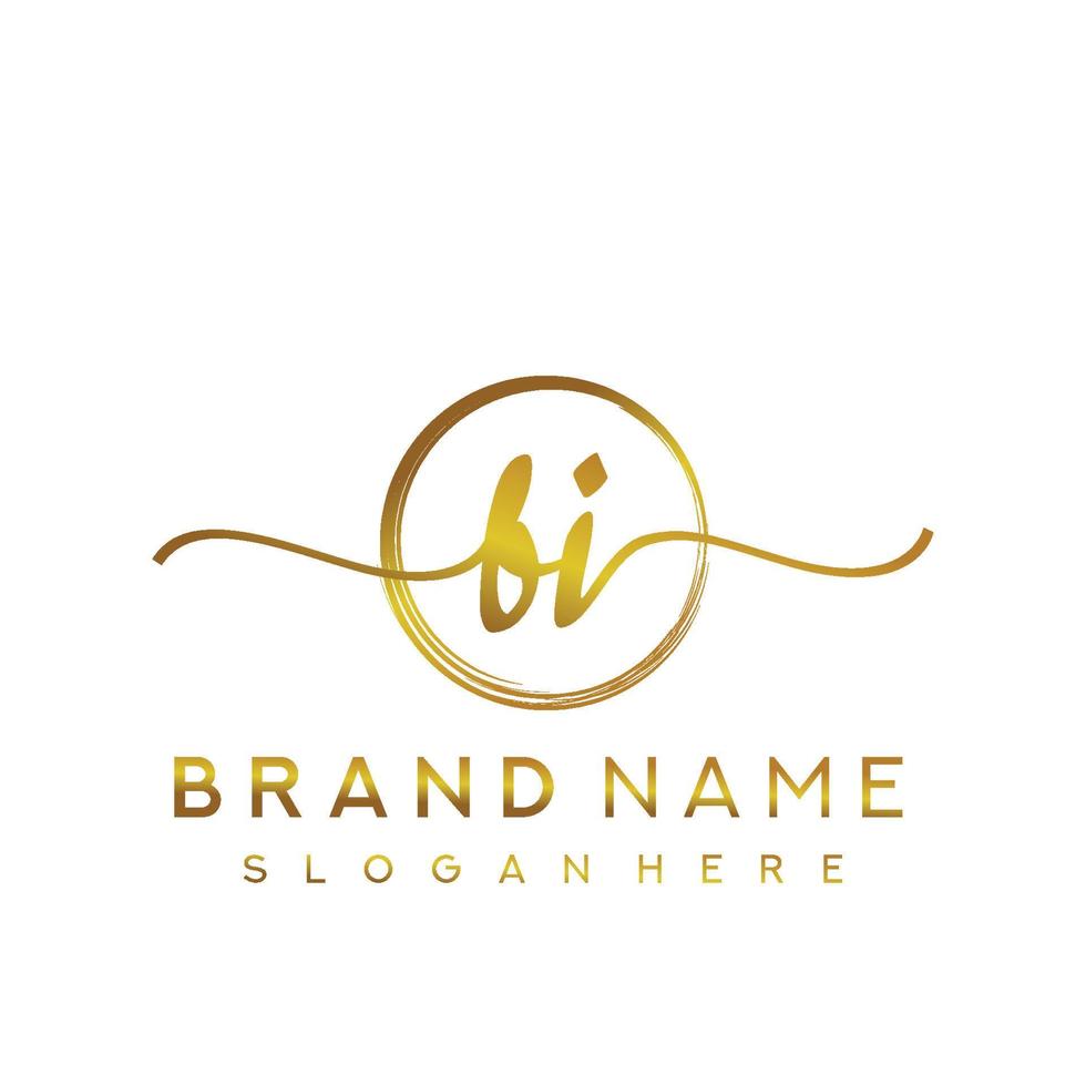 Initial FI beauty monogram and elegant logo design, handwriting logo of initial signature, wedding, fashion, floral and botanical with creative template. vector