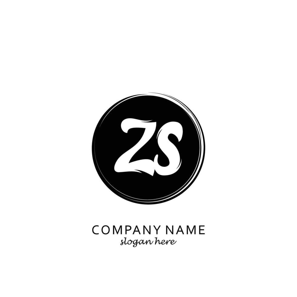 Initial ZS with black circle brush logo template vector