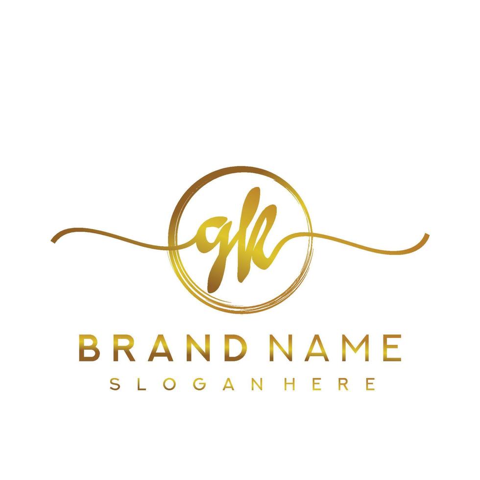Initial GK beauty monogram and elegant logo design, handwriting logo of initial signature, wedding, fashion, floral and botanical with creative template. vector
