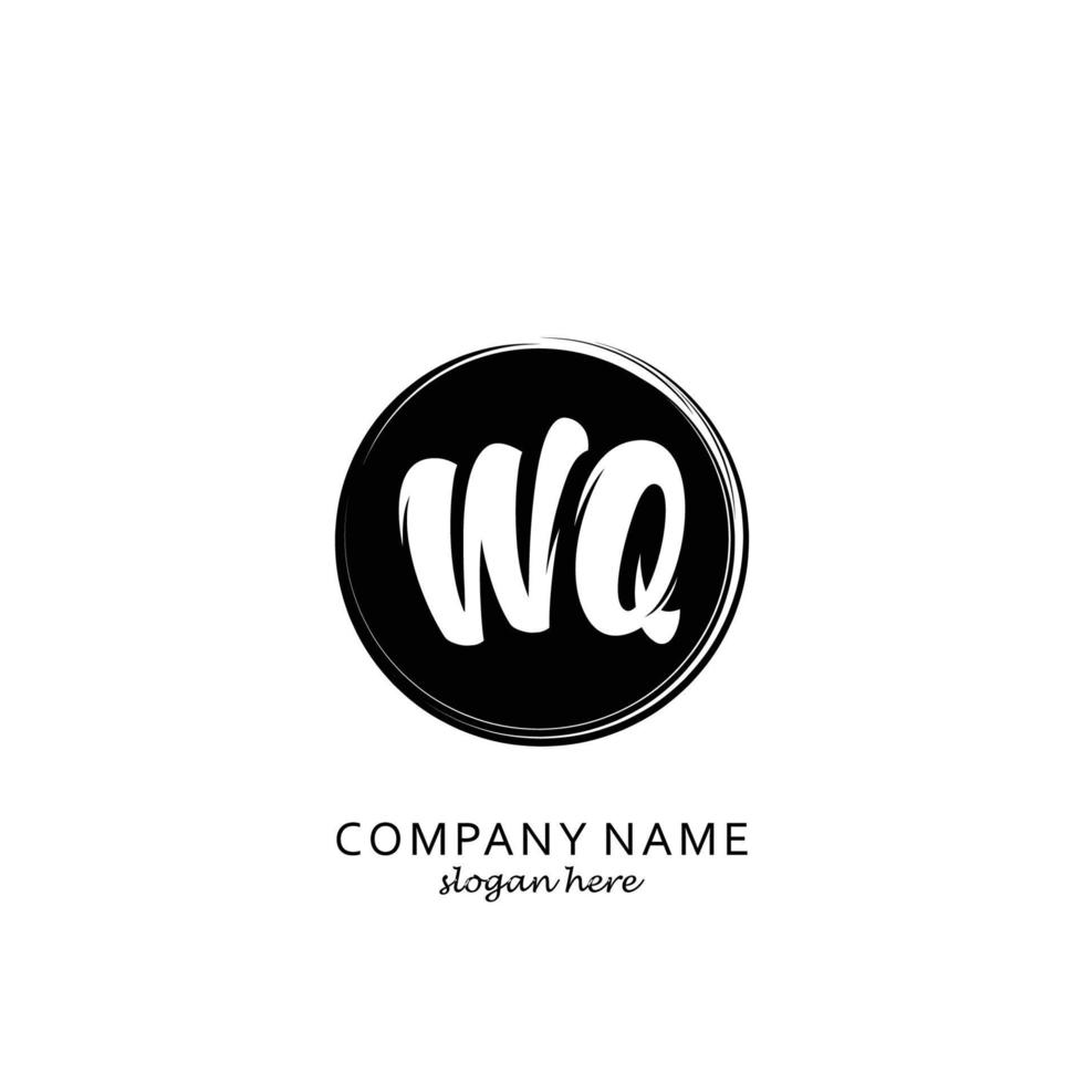 Initial WQ with black circle brush logo template vector