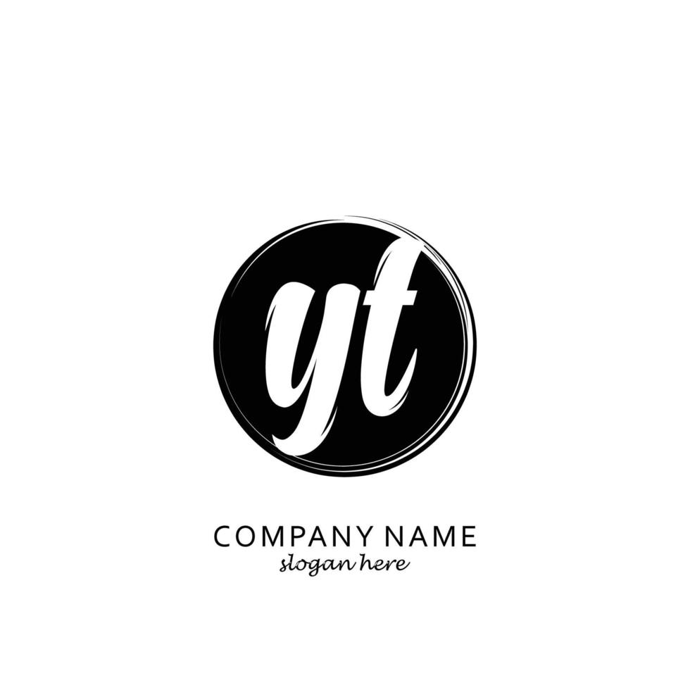 Initial YT with black circle brush logo template vector