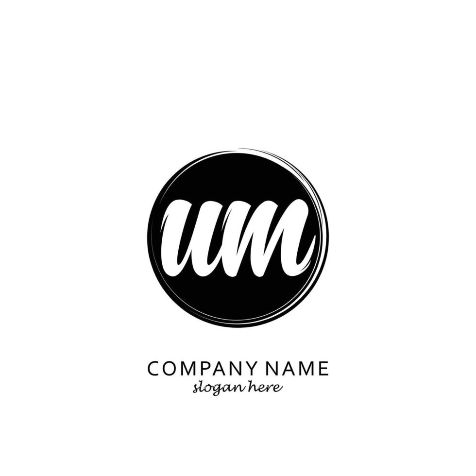 Initial UM with black circle brush logo template vector