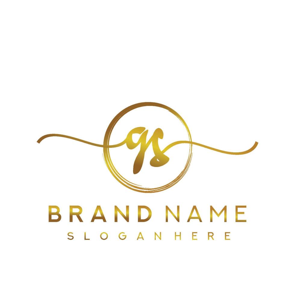 Initial GS beauty monogram and elegant logo design, handwriting logo of initial signature, wedding, fashion, floral and botanical with creative template. vector