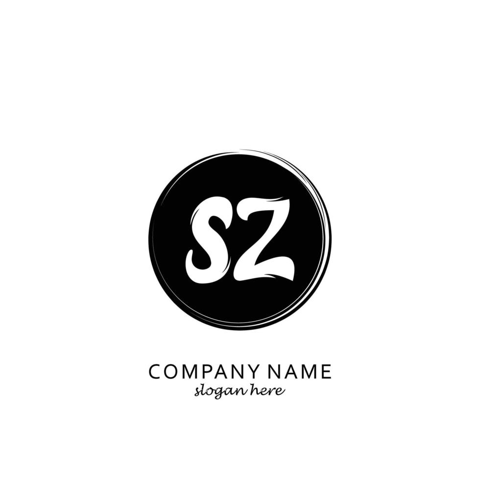 Initial SZ with black circle brush logo template vector