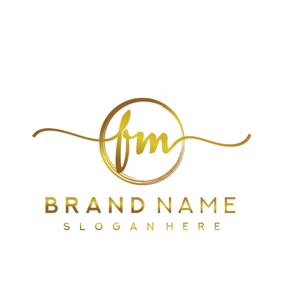 Initial FM beauty monogram and elegant logo design, handwriting logo of initial signature, wedding, fashion, floral and botanical with creative template. vector