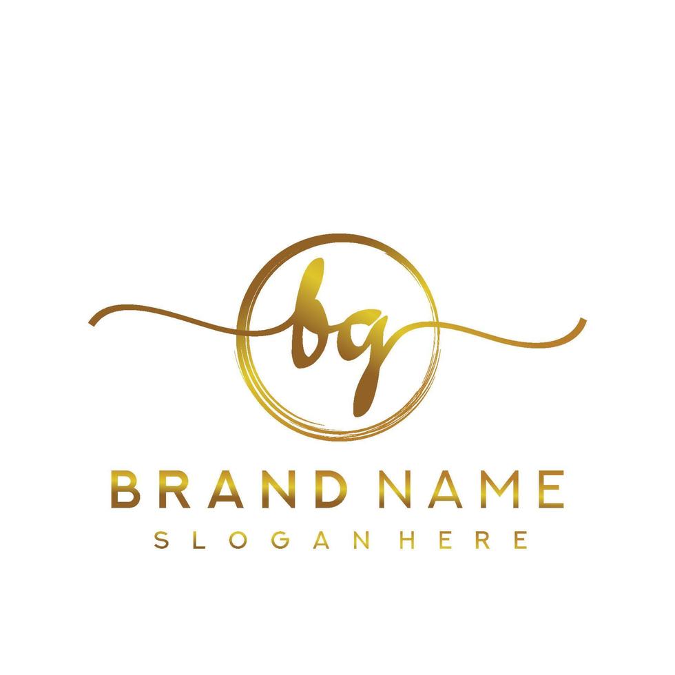 Initial BG beauty monogram and elegant logo design, handwriting logo of initial signature, wedding, fashion, floral and botanical with creative template. vector